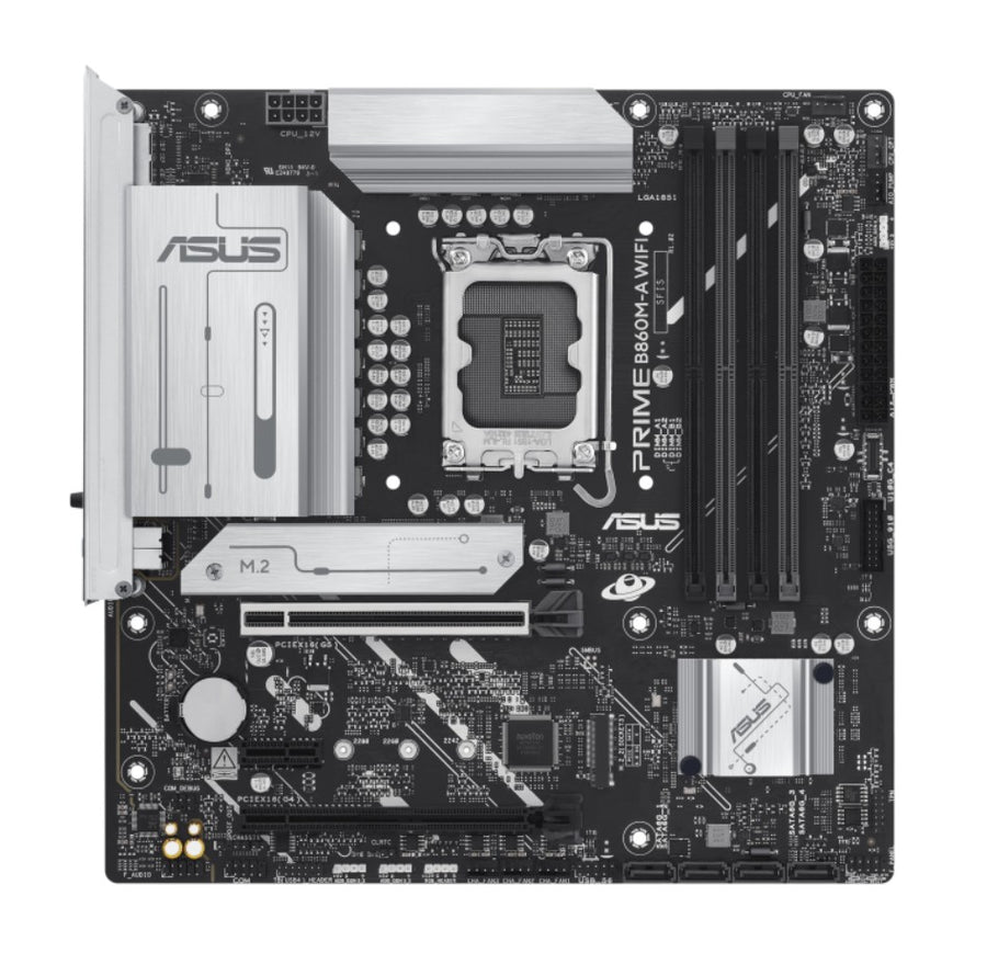 ASUS PRIME B860M-A WIFI-CSM Micro-ATX Motherboard 256GB, 4x DDR5, 1 x PCIe 5.0,  2 x M.2 slots,  4 x SATA, WiFi 6E, 1 x HDMI, 2 x DP