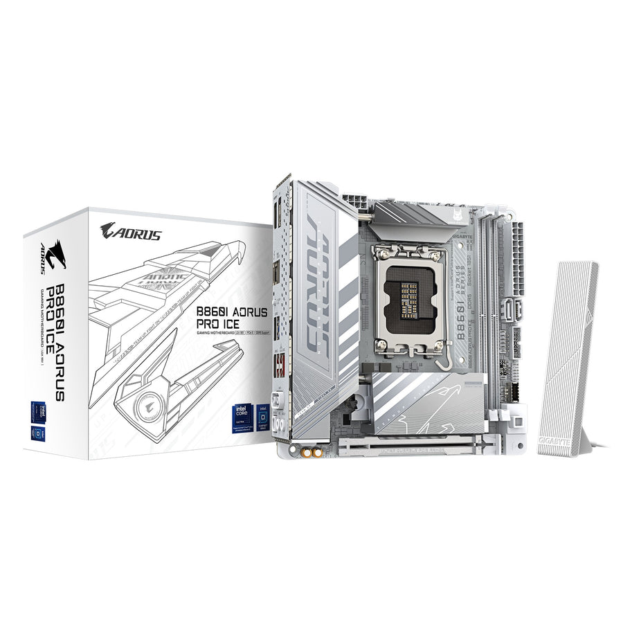 Gigabyte M/B B860I AORUS PRO ICE 1.0, Intel ® B860, 4 x DDR5 up to 128 GB, 1x HDMI, 1 x PCI Express x16, 2 x M.2, 2 x SATA, 8x USB 3.2