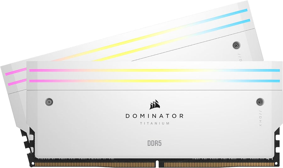 Corsair DOMINATOR® TITANIUM RGB 32GB (2x16GB) DDR5 DRAM 6400MT/s CL32 Intel XMP Memory Kit — White