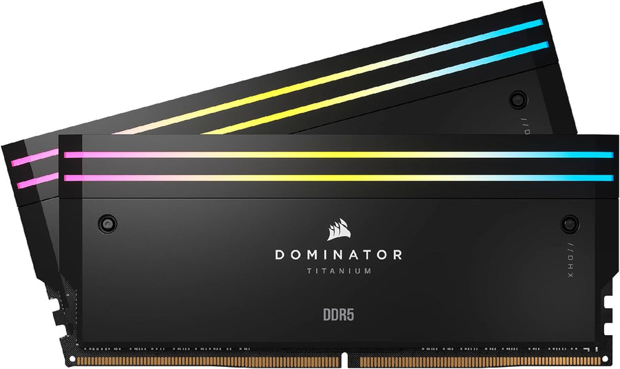 Corsair DOMINATOR® TITANIUM RGB 32GB (2x16GB) DDR5 DRAM 6400MT/s CL32 Intel XMP Memory Kit — Black