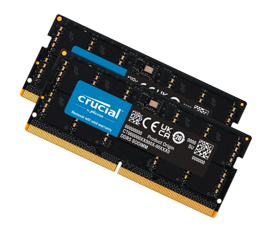 Crucial 64GB (2x32GB) DDR5 SODIMM 4800MHz C40 1.1V Notebook Laptop Memory