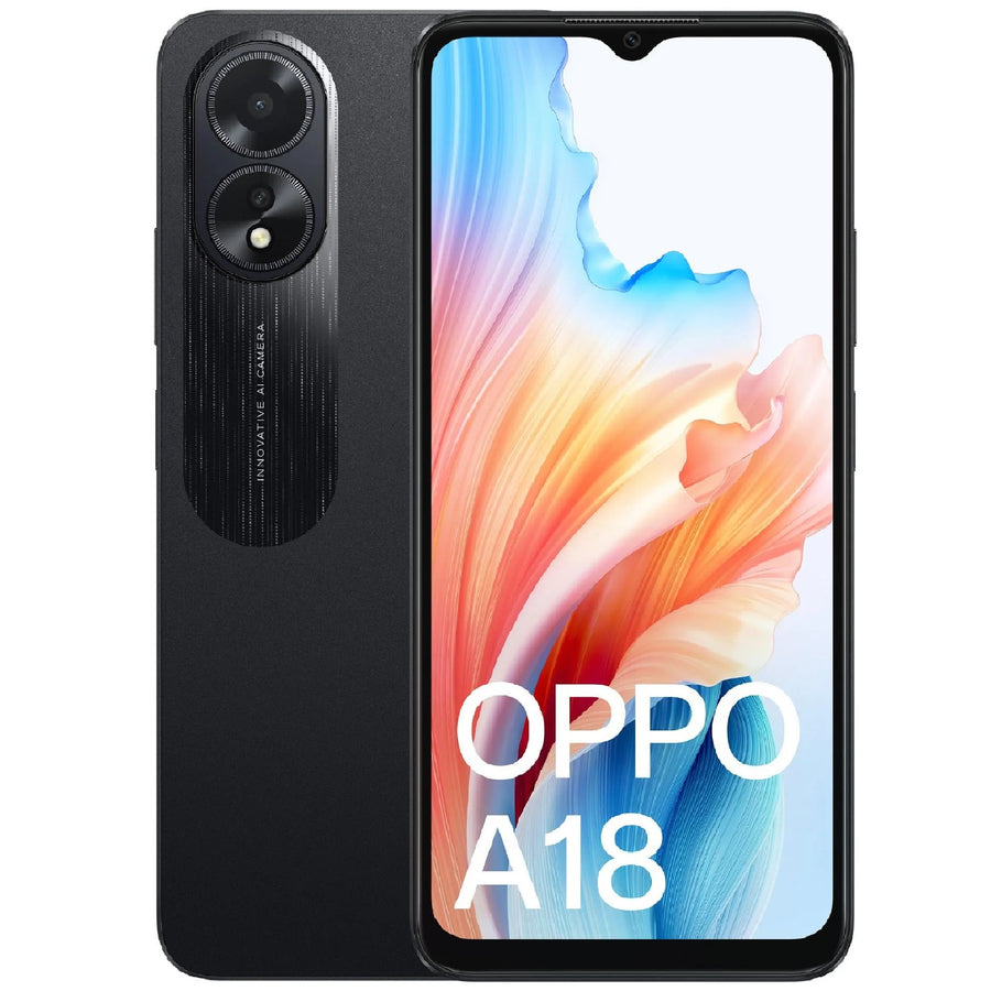 OPPO A18 4G 128GB - Glowing Black (CPH2591AU Black)*AU STOCK*, 6.56', HD+, 90Hz, 4GB/128GB, 8MP/5MP, Dual SIM, 5000mAh, 2 Years Warranty