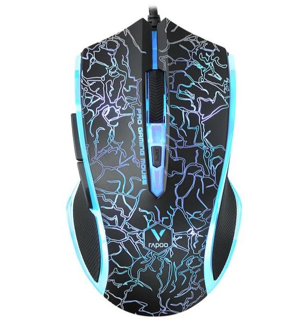 RAPOO V20S Wired LED Optical Gaming Mouse Black - Up to 3000dpi 16m Colour 5 Programmable Buttons (LS)