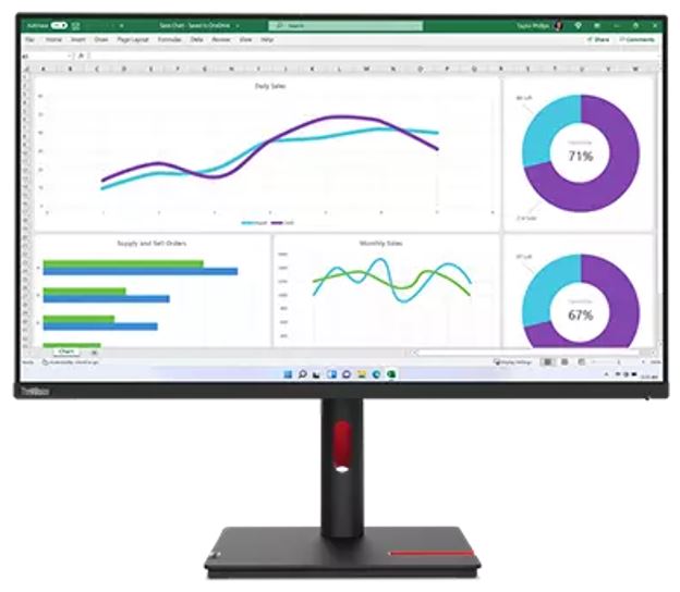 LENOVO ThinkVision T32H-30 31.5'/32' 60Hz QHD Monitor 2K 2560x1440 16:9 4ms IPS Height Adjustable Tilt Pivot Swivel HDMI DP USB-C RJ45 90W PD VESA 3y