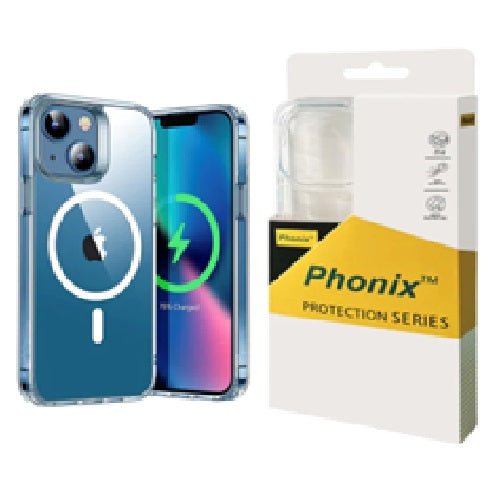 Phonix Apple iPhone 15/ iPhone 14/ iPhone 13 (6.1') Clear Rock Shockproof Case With MagSafe - Ultra-thin, Lightweight, Non-slip, 10 Years Warranty