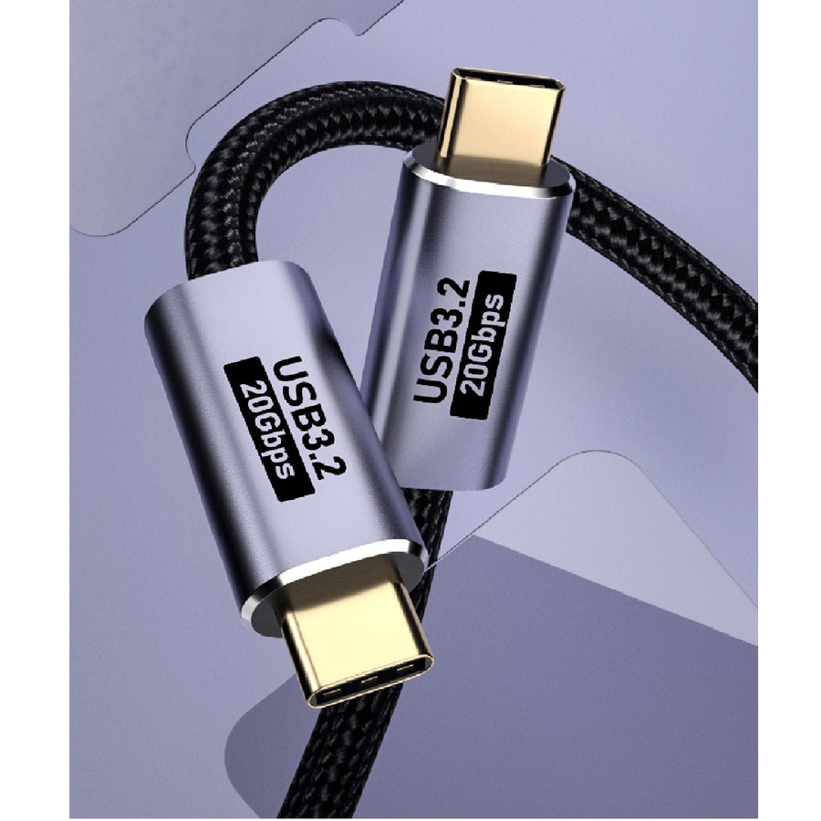 Pisen BoostUp Cafule Braided USB-C to USB-C (3.2 Gen2) Charge & Video (8K@60Hz) Cable (1M) Black - 5A/100W, Support 20Gbps, Suitable for USB-C Devices