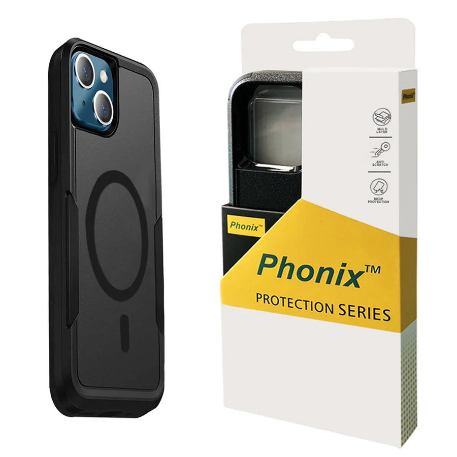 Phonix Apple iPhone 16 (6.1') Armor Rugged Case With MagSafe Black - Military-Grade,  Multi layers, No-Slip, Sleek, Ultimate Protection, Durable