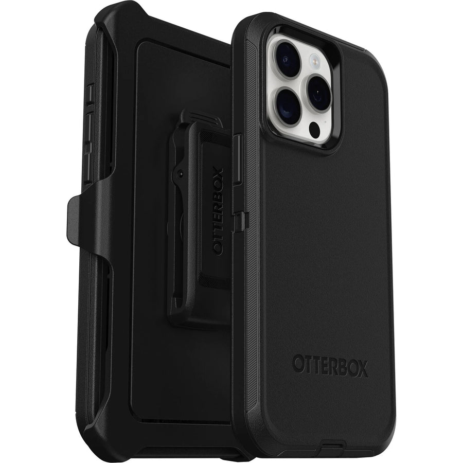 OtterBox Defender Apple iPhone 15 Pro Max (6.7') Case Black - (77-92549), DROP+ 5X Military Standard, Multi-Layer,Included Holster,7 Years Warranty