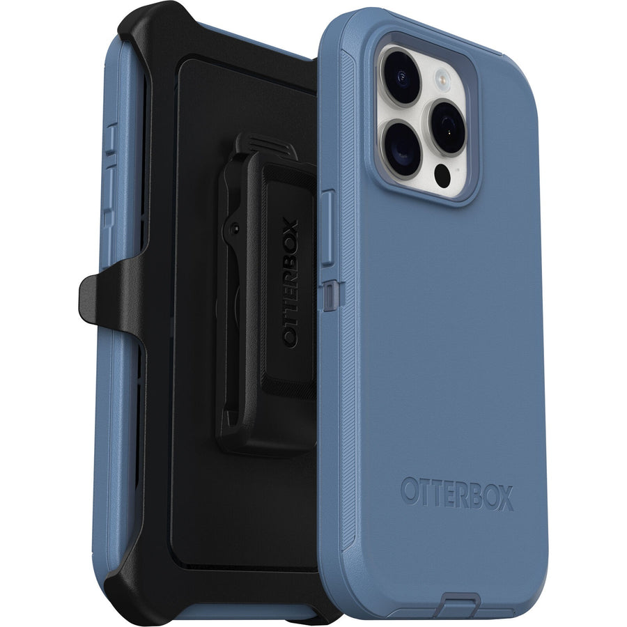 OtterBox Defender Apple iPhone 15 Pro (6.1') Case Baby Blue Jeans (Blue) - (77-94043), DROP+ 5X Military Standard, Multi-Layer, 7 Years Warranty