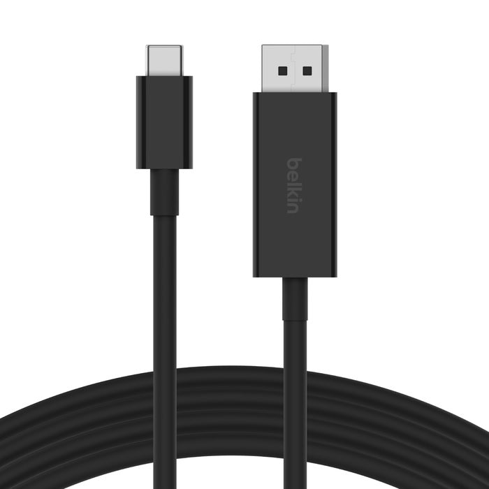 Belkin Connect USB-C to DisplayPort 1.4 Cable 2M - Black (AVC014BT2MBK),32.4 Gbps Bandwidth,Backward compatible with DisplayPort 1.2, 2 Years Warranty