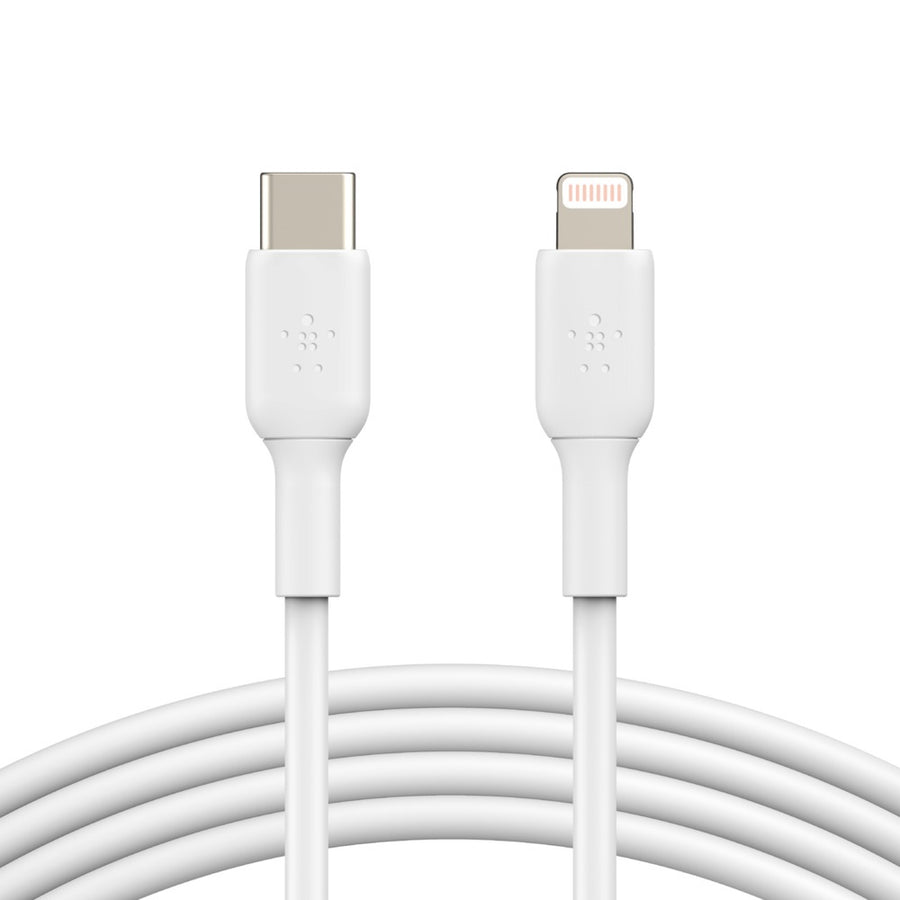 Belkin BoostCharge Lightning to USB-C Cable (1m/3.3ft) - White (CAA003bt1MWH), 480Mbps, 8K+ bend, Apple iPhone / iPad / Macbook, 2 Years Warranty