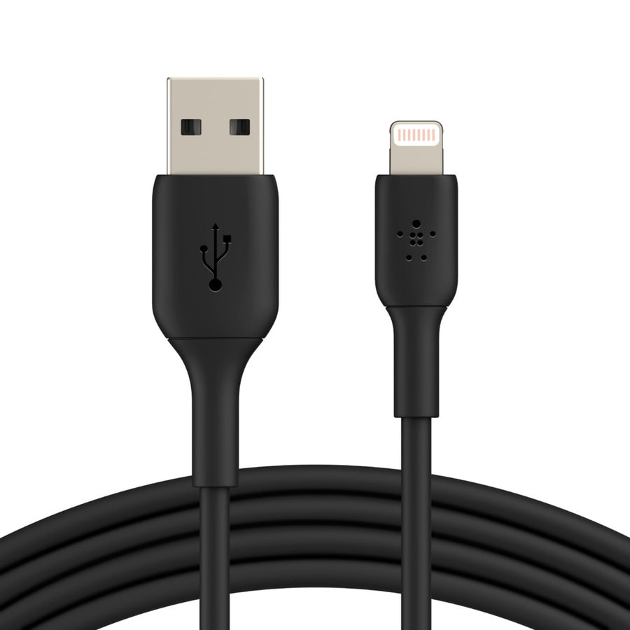 Belkin BoostCharge Lightning to USB-A Cable (2m/6.6ft) - Black (CAA001bt2MBK), 480Mbps, 8K+ bend, Apple iPhone / iPad / Macbook, 2 Years Warranty