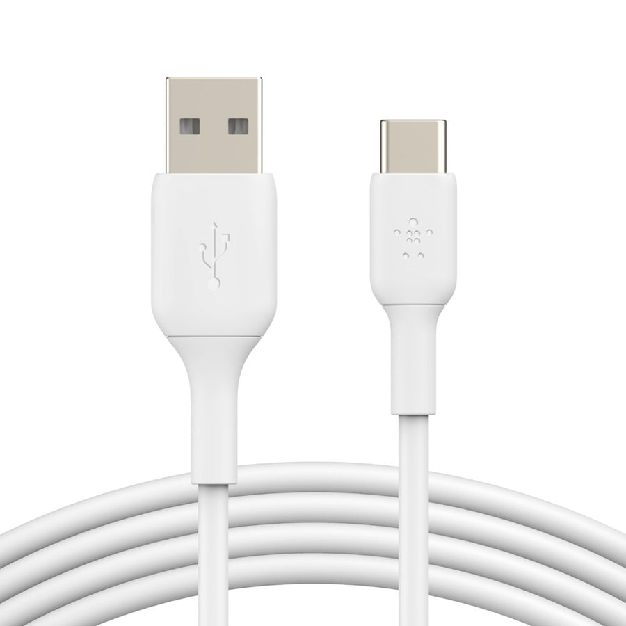 Belkin BoostCharge USB-C to USB-A Cable (1m/3.3ft) - White (CAB001bt1MWH), 480Mbps, 8K+ Bend, Samsung Galaxy, iPad, MacBook, Google, 2 Years Warranty