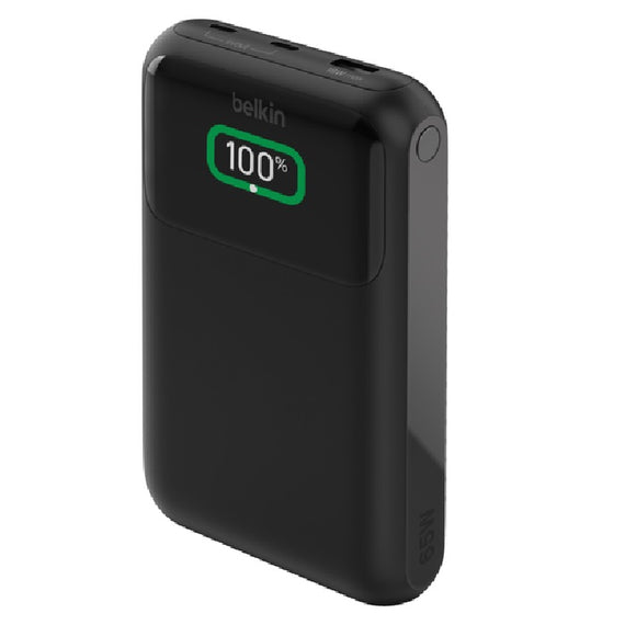 Belkin BoostCharge 20k 65W Laptop Power Bank + Cable - Black(BPB020BTBK),1xUSB-C, 2xUSB-A, 5cm USB-C to USB-A Cable,15W Total Power,3-Port Power Bank