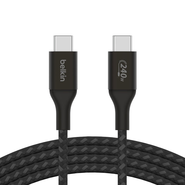 Belkin BoostCharge USB-C to USB-C Cable 1M - Black (CAB015bt1Mbk), 240W, 480Mbps, 30K bend, Samsung Galaxy, iPad, MacBook, 2 Years Warranty