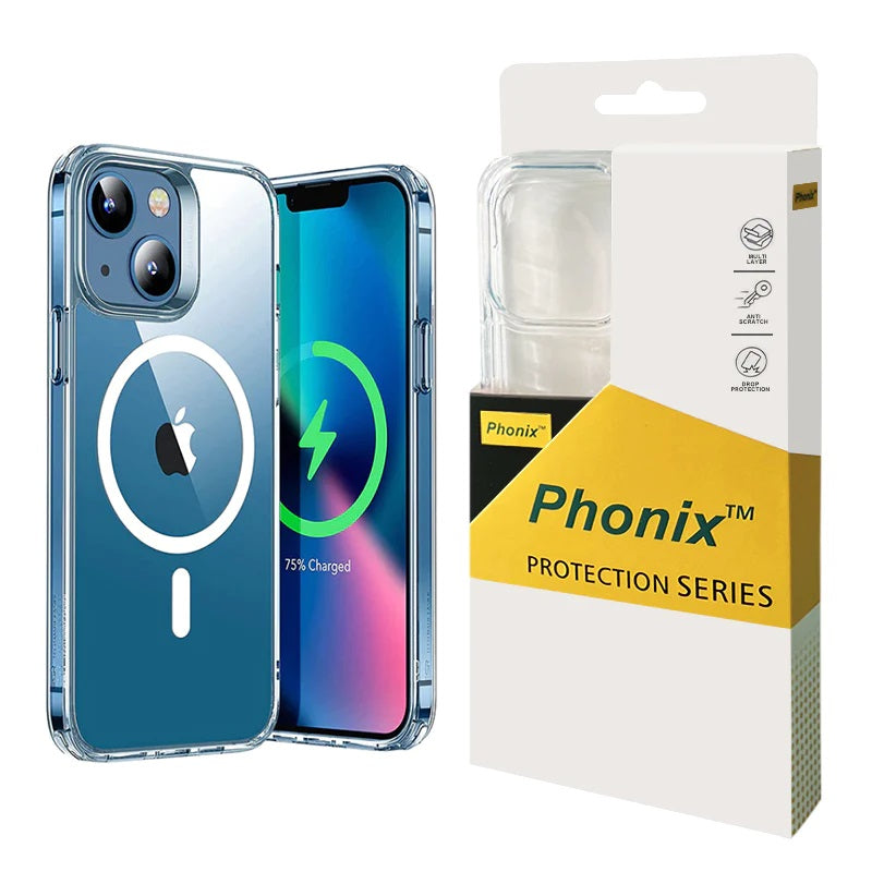 Phonix Apple iPhone 13 Pro Max Clear Rock Hard Case with MagSafe - Ultra-thin, Lightweight, Non-slip, Shockproof, Crystal Clear, 10 Years Warranty