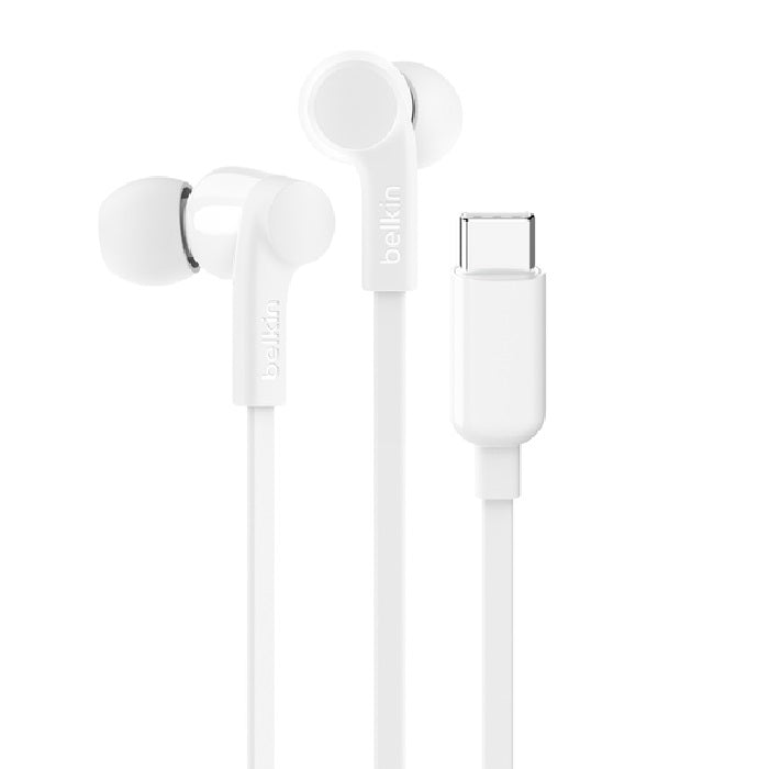 Belkin SoundForm Headphones With USB-C Connector (USB-C Headphones) - White (G3H0002fqWHV2), Sweat and Splash Resistance, Built-In Microphone, 2YR