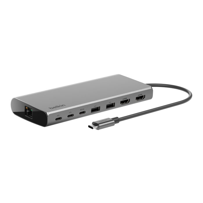 Belkin Connect Universal USB-C 8-in-1 Core Hub, Space Grey - (INC015btSGY-CZ), 100W of Pass-Through Power, Dual Display, USB-C & USP-A Ports