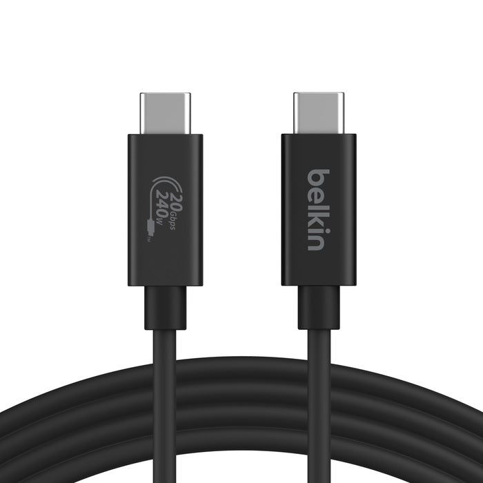 Belkin Connect USB4 Cable (2M/6.6ft) Black - (INZ004BT2MBK), Thunderbolt 4,Thunderbolt 3, USB 3.2, USB 3.0,& USB 2.0 Devices Up To 20 Gbps Speed