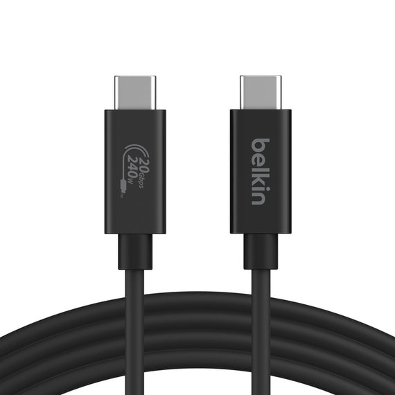 Belkin Connect USB4 Cable (2M/6.6ft) Black - (INZ004BT2MBK), Thunderbolt 4,Thunderbolt 3, USB 3.2, USB 3.0,& USB 2.0 Devices Up To 20 Gbps Speed