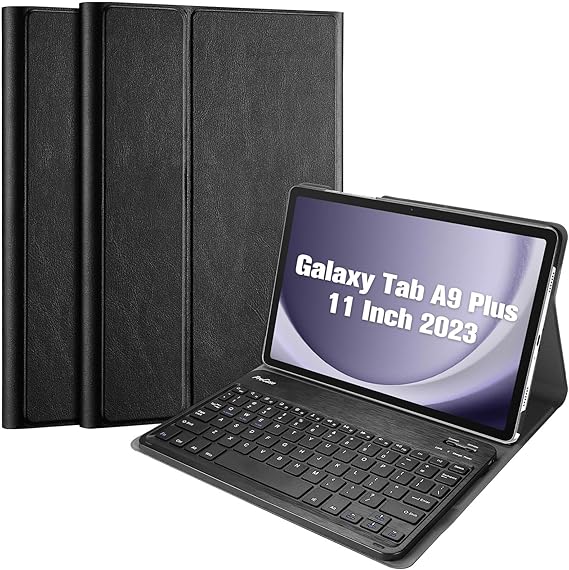 Generic Samsung Galaxy Tab A9+ (11') Keyboard With Case Black - 3.0 ABS, Magnetic, PU Leather Covering, Front & Rear Facing Camera Holes