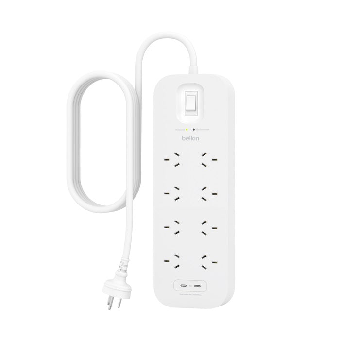 Belkin Connect 8-Outlet Surge Protector with Dual USB-C 30W -(SRB004AU2M), Dual USB-C Ports, 2M Power Cord, RCM Safety Certified, $70,000 CEW