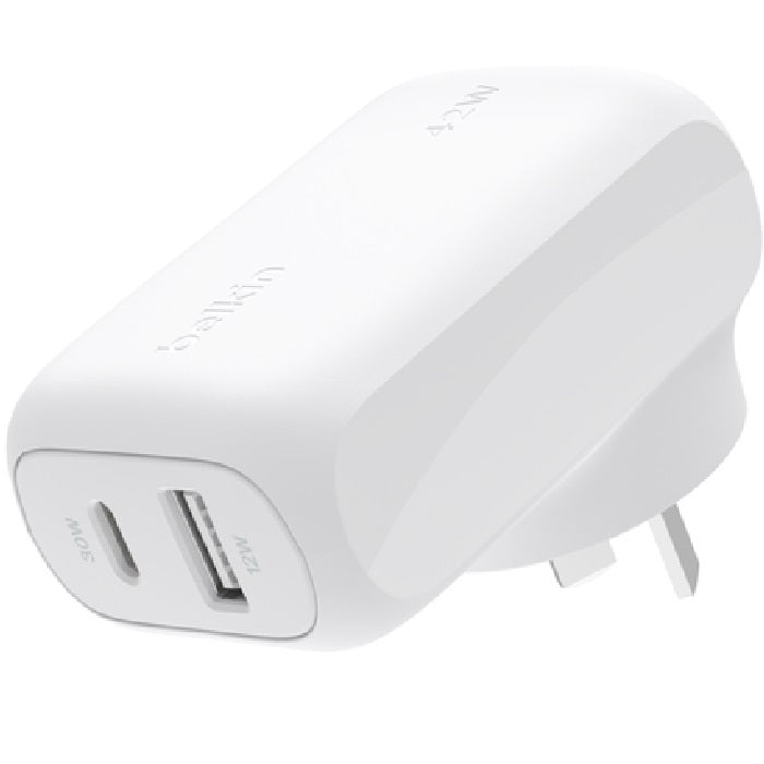 Belkin BoostCharge USB-C PD 3.0 PPS Wall Charger 42W - White(WCB009auWH),Dynamic Power Delivery,Compact,travel-ready design,USB-C PD 3.0 Certified,2YR