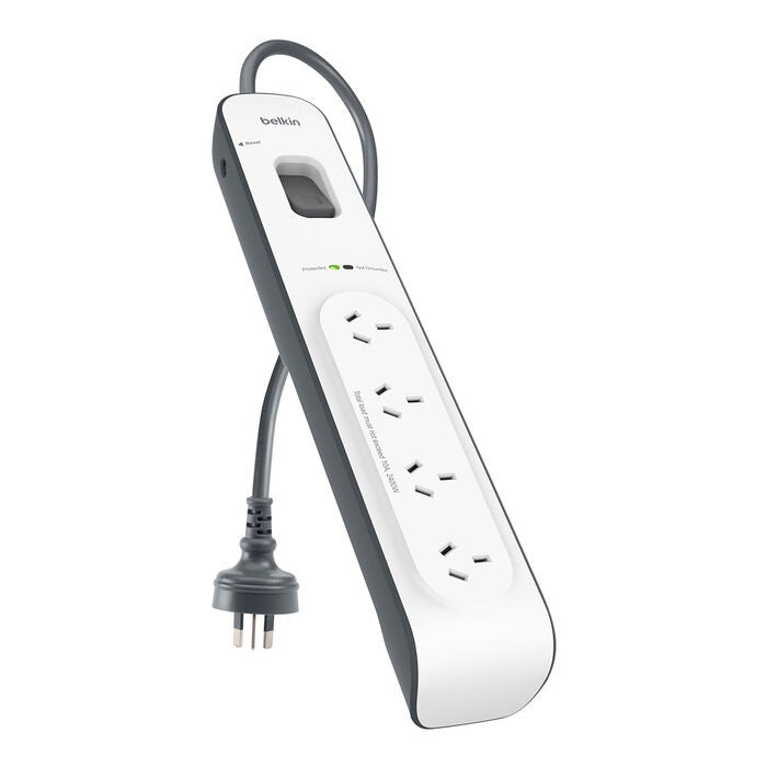 Belkin SurgeMaster BSV400 4-Outlet Surge Protection Strip With 2M Power Cord, Protects Against Spikes And Fluctuations, CEW $20,000, 2 Years Warranty