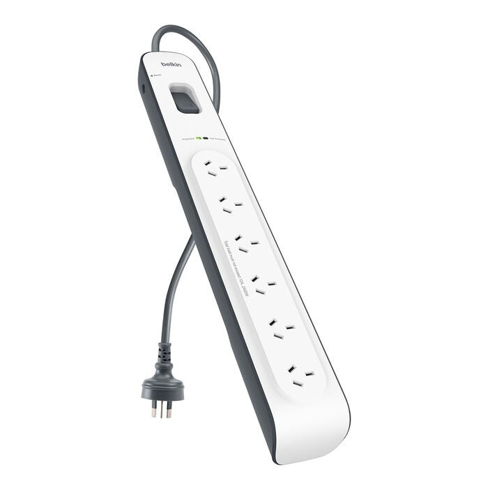 Belkin SurgeMaster BSV603 6-Outlet Surge Protection Strip With 2M Power Cord, Protects Against Spikes And Fluctuations, CEW $30,000, 2 Years Warranty