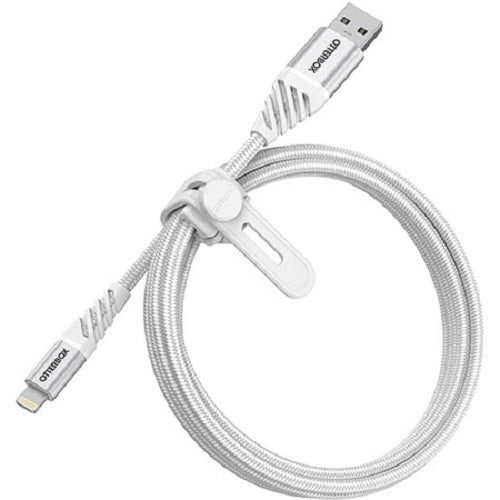 OtterBox Lightning to USB-A Premium Cable (1M) - White (78-52640), 3 AMPS (60W), MFi,10K Bend/Flex,480Mbps Transfer,Braided, 2 Years Warranty