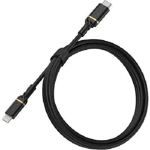 OtterBox Lightning to USB-C Fast Charge Cable (1M) - Black (78-52551), 3 AMPS (60W),MFi/USB PD,3K Bend/Flex,480Mbps Transfer, 2 Years Warranty