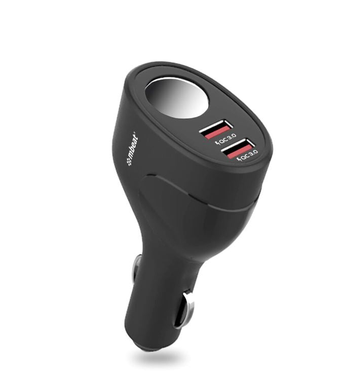 mbeat®  Gorilla Power Dual Port QC3.0 Car Charger and Cigarette Lighter Extender features built-in over heat Package Weight: 70g