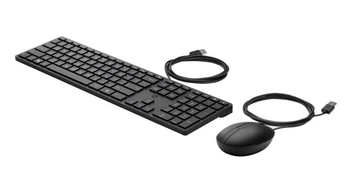 HP 320MK USB Wired Desktop Keyboard Mouse Combo Reduced-sized & Low-Profile Quiet Keys Easy Clean Plug&Play for Notebook Desktop PC