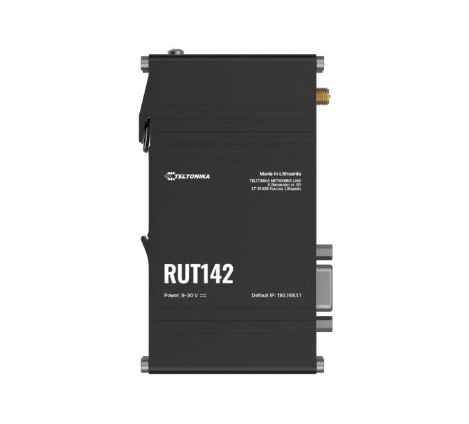 Teltonika RUT142 Industrial Router, Wi-Fi 4, RS232  for Serial Communication, Integrated DIN Rail Bracket, 3-Pin Power Connector, PSU excluded