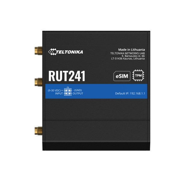 Teltonika RUT241 eSIM™ Industrial 4G Router,Global Version, Instant LTE Failover, Compact and Powerful Industrial 4G LTE Router/Firewall, PSU included