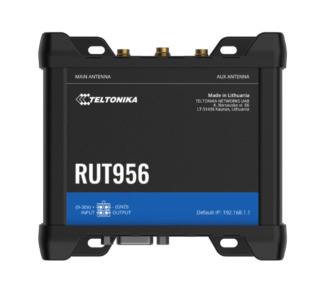 Teltonika RUT956 Industrial Cellular Router, Dual-SIM Cellular 4G LTE, WAN Failover with 4x Ethernet Ports, GPS, 2-Year Warranty, PSU included