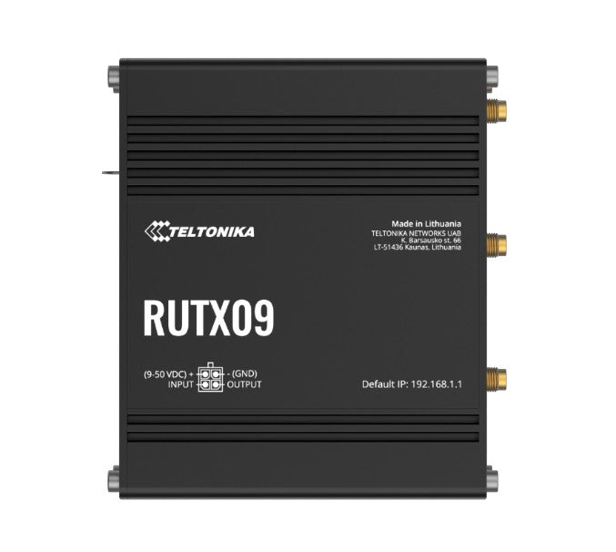 Teltonika RUTX09 Industrial Cellular Router, 4G LTE CAT 6, Dual SIM, Instant LTE Failover, Gigabit Ethernet, PSU included