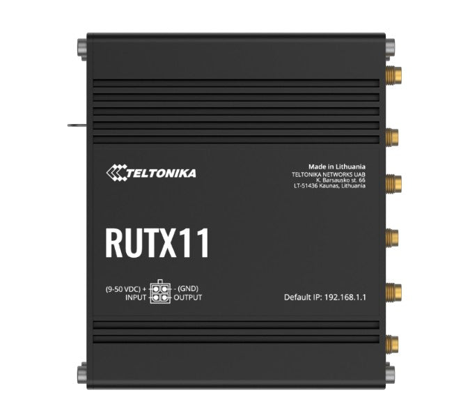 Teltonika RUTX11 Industrial Cellular Router, 4G LTE CAT 6, Dual SIM with auto failover, Backup WAN, Dual Band WiFi, Bluetooth LE, PSU included