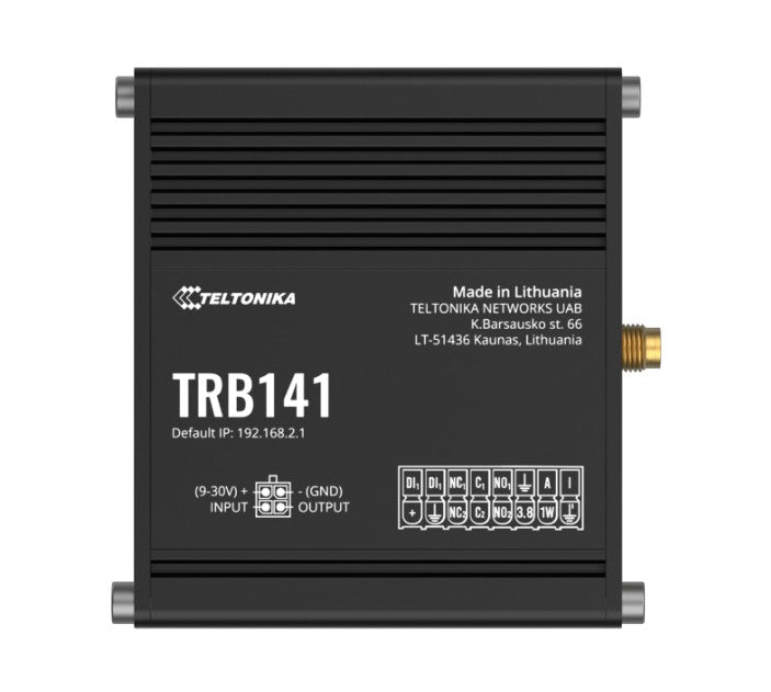 Teltonika TRB141 Industrial Rugged GPIO LTE Gateway, 4G/LTE (Cat 1), I/O Connector Block, Micro-USB, Compatible with Industrial DNP3, PSU included