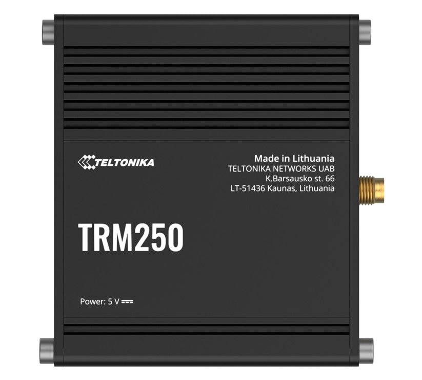 Teltonika TRM250 Industrial Cellular Modem, 4G/LTE (Cat M1), NB-IoT, Small Size, USB Interface for Internet Access, External Antenna, PSU excluded