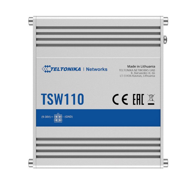 Teltonika TSW110 L2 Unmanaged Ethernet Switch, 5 x Gigabit Ethernet with speeds up to 1000 Mbps, PSU included