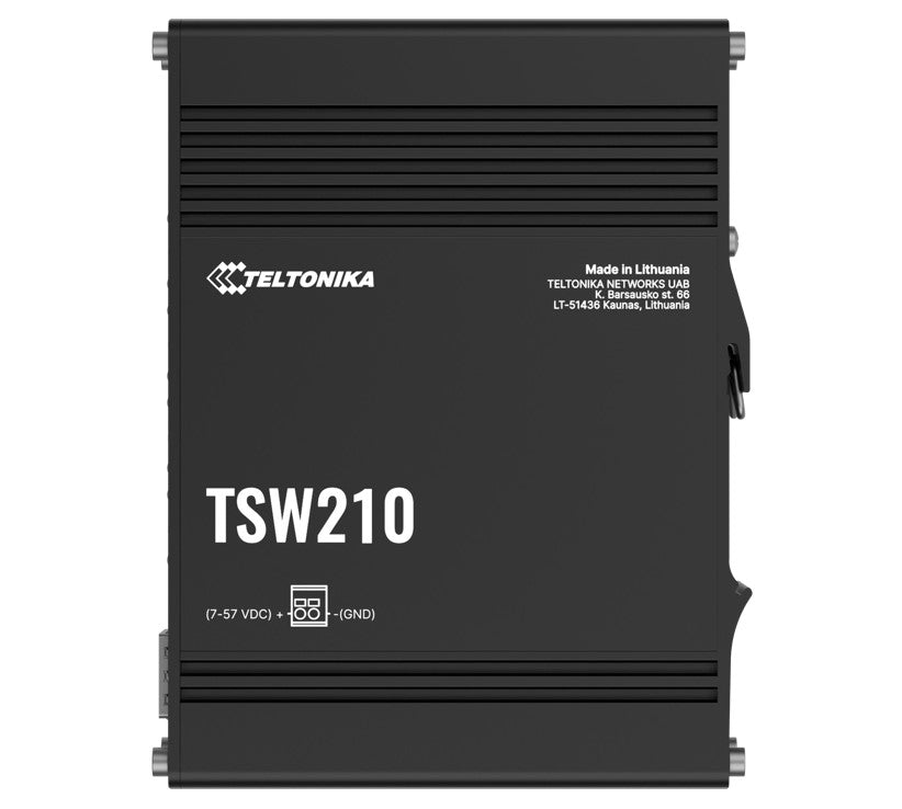 Teltonika TSW210 Industrial Ethernet Switch, 2x SFP Ports, 8x Gigabit Ethernet Ports with speeds of up to 1000 Mbps, DIN Rail, PSU excluded