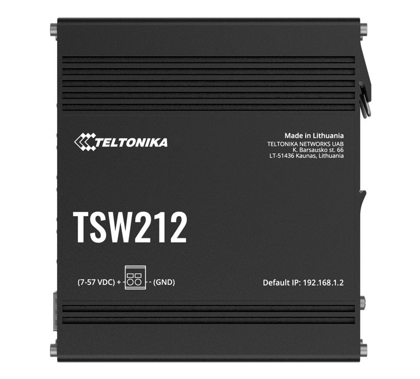 Teltonika TSW212 Managed Ethernet Switch, L2 with additional L3 Features, Supports Profinet, 8 x Gigabit Ethernet Ports, 2 x SFP Ports, PSU excluded