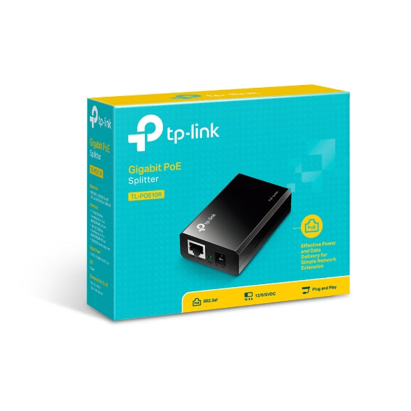 TP-Link POE10R Omada PoE Splitter 2xGbE Gigabit RJ45 Port Power Over Ethernet Adapter carry Power & Data over 100m Plug & Play