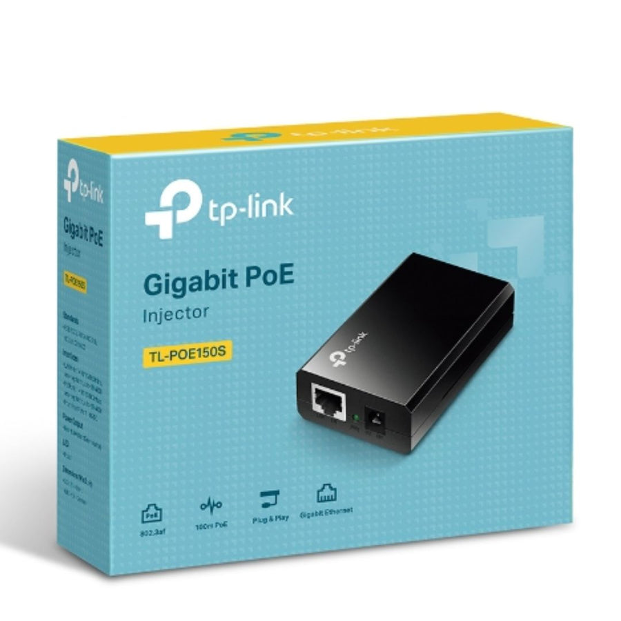 TP-Link POE150S Omada PoE Injector Adapter, IEEE 802.3af compliant, Data and power carried over the same cable up to 100 meters, plastic case, pocket