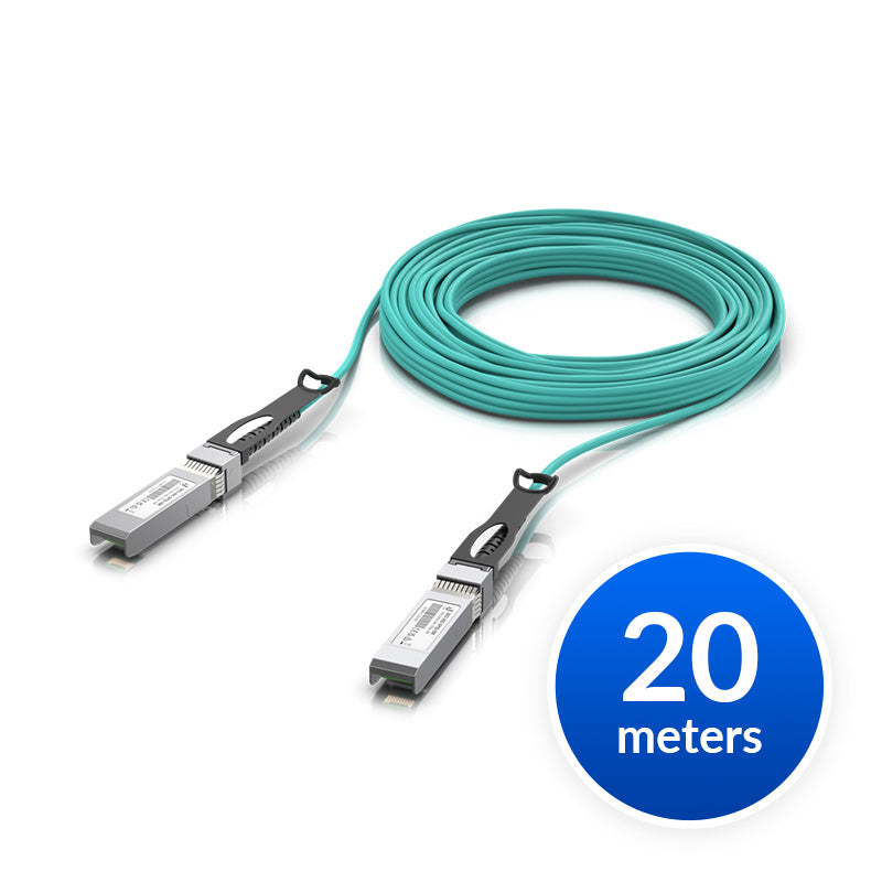 Ubiquiti 25 Gbps Long-Range DAC, Long-range SFP28, 20m Length, Support 25/10/1 Gbps, PVC Cable Jacket, Aqua Color, 2Yr Warr