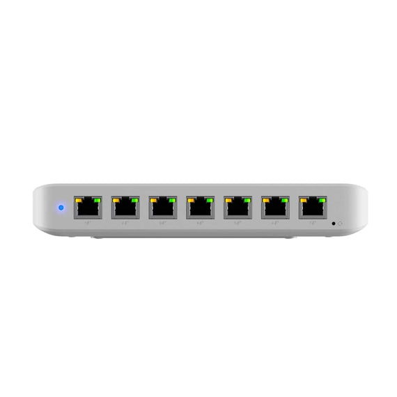 Ubiquiti Ultra 60W, Compact 8-port Layer 2 GbE PoE Switch, Versatile Mounting, 7 GbE PoE+ Output ports, 1 GbE Port, Includes PSU, 2Yr Warr