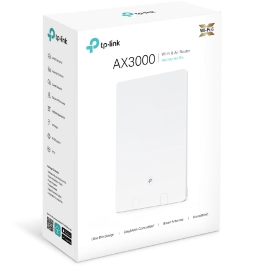 TP-Link Archer Air R5 AX3000 Dual-Band Wi-Fi 6 Air Router, 574 Mbps at 2.4 GHz + 2402 Mbps at 5 GHz, 8mm Ultra-thin Shell, Multiple Installation Desig