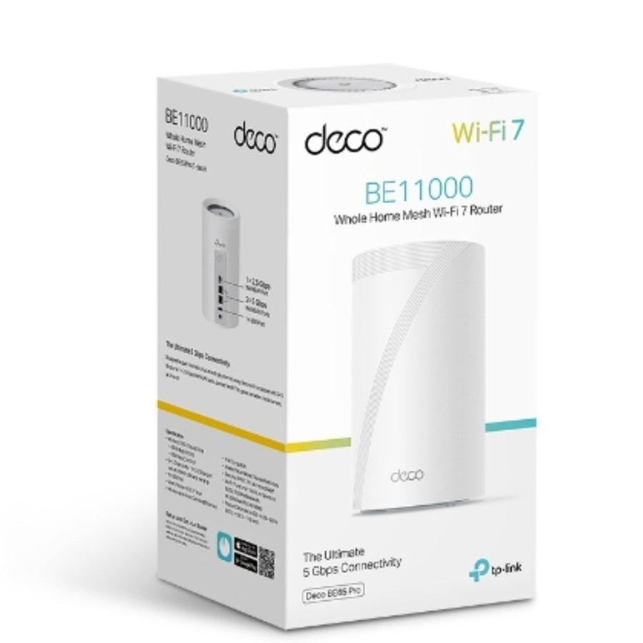 TP-Link Deco BE65 Pro(1-pack) BE11000 Whole Home Mesh WiFi 7 System ,  688 Mbps at 2.4 GHz + 4320 Mbps at 5 GHz + 5760 Mbps at 6 GHz