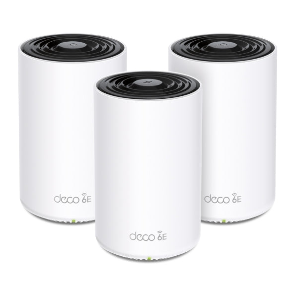 TP-Link Deco XE75 Pro(3-pack) AXE5400 Tri-Band Mesh Wi-Fi 6E System, 574 Mbps at 2.4 GHz + 2402 Mbps at 5 GHz + 2402 Mbps at 6 GHz